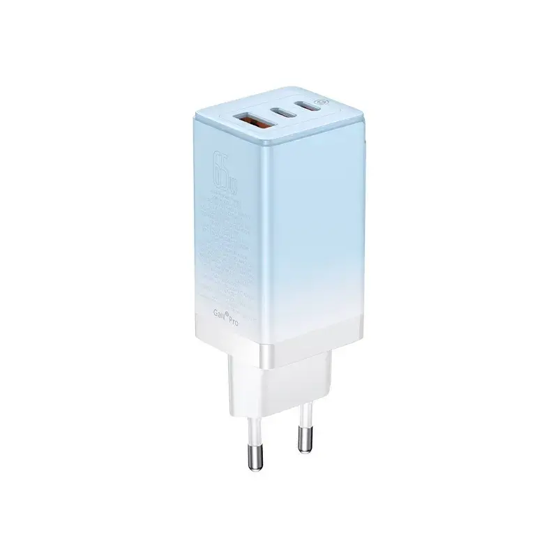 شارژر باسئوس DZ-HW Baseus GaN3 Pro Fast Charger 2C+U 65W EU Cloud CCGP050103